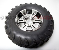 25x10.00-12 (250/55-12) Tubeless QingDa Tire & 4 Hole Black/Silver Rim for ATV - Rockliner Front