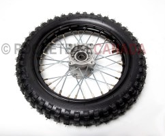 2.75-12 GuangLi Tire & Black Wheel with Chrome Spokes for DirtBike - G2050046