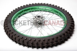 70/100-19 QD-016-003 QingDa Tire & Green Rim Chrome Spoke for DirtBike - G2080112