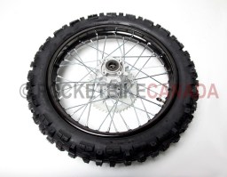 90/100-16 YuanXing DOT B0 Tire & Black Wheel with Chrome Spokes for DirtBike - G2080020